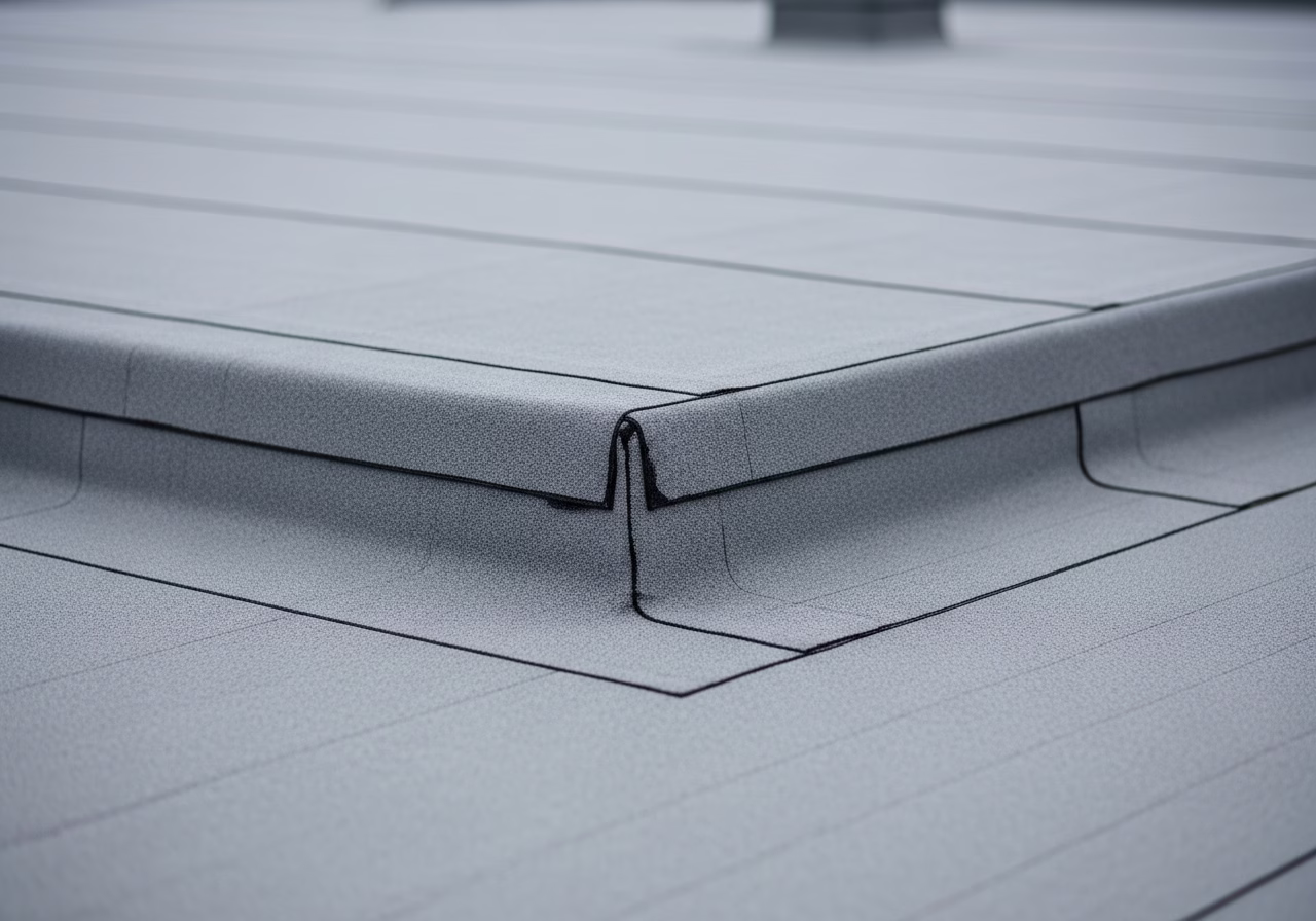 Close-up detail of professionally completed Flat Roof Installation