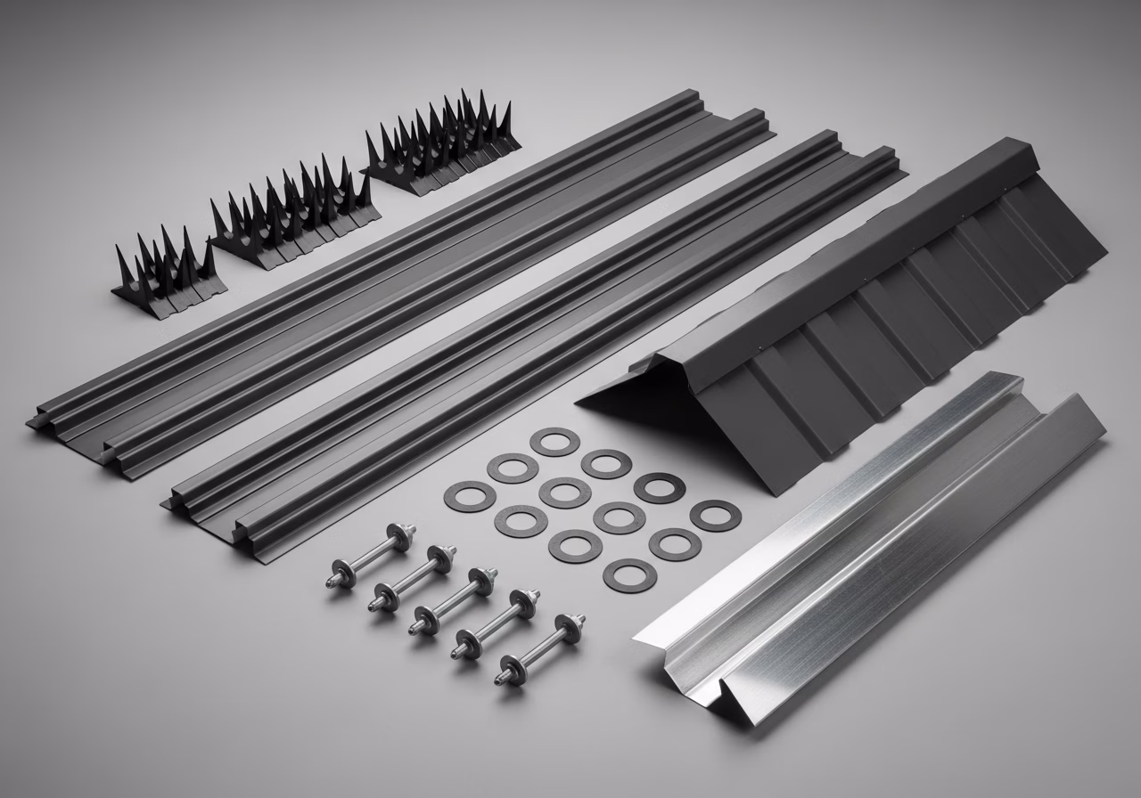 Metal roof kit — Vicwest standing-seam panels, ridge cap, gaskets, snow guards