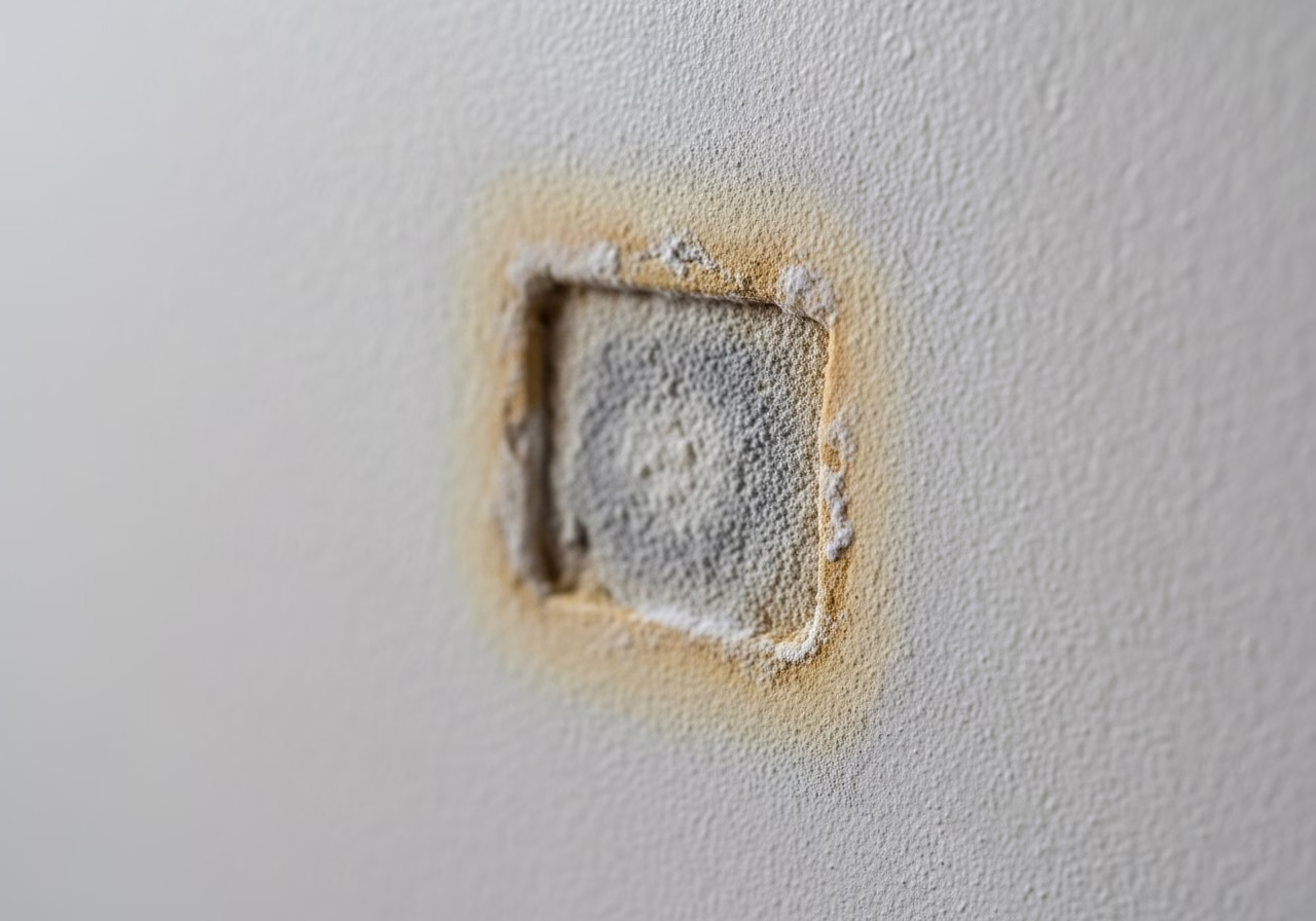 Close-up detail of professionally completed mold-prone area detection showing craftsmanship and finish quality