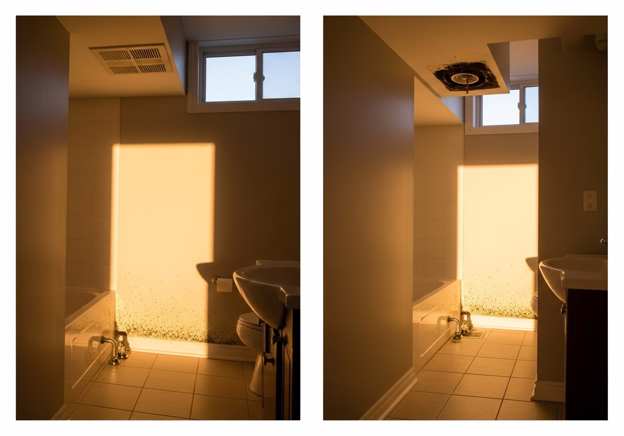 Finished mold-prone area detection result in a Toronto/GTA home, photographed in natural light
