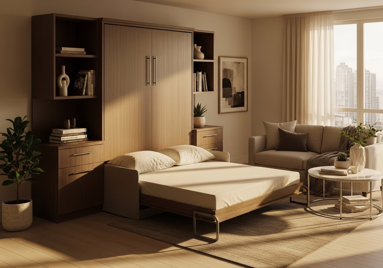 Completed Murphy bed installation in Toronto condo home - finished result