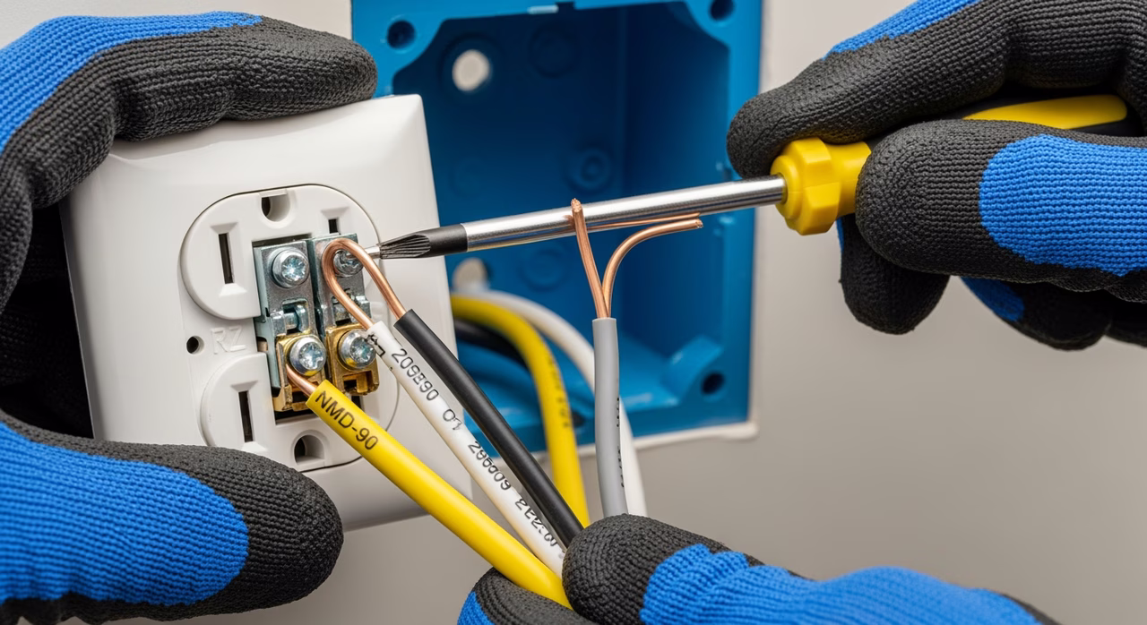 ECRA/ESA-certified 309A electrician installing tamper-resistant GFCI outlet in Toronto kitchen