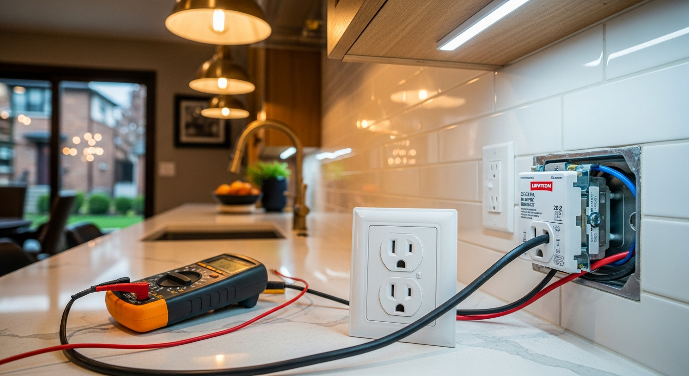 Completed electrical outlet & switch installation work showcasing finishing details in Etobicoke