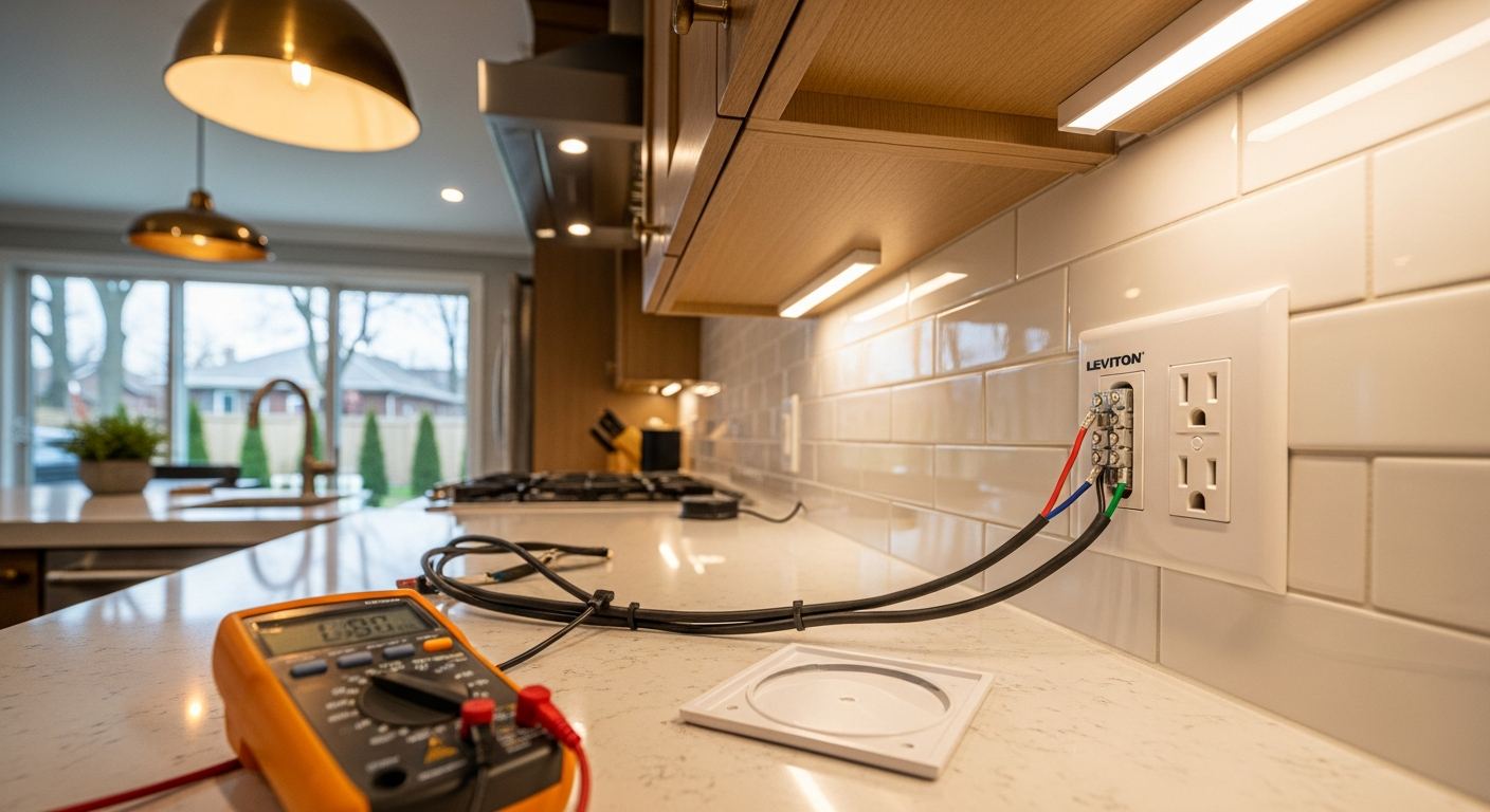 On-site electrical outlet & switch installation install detail at a Markham property