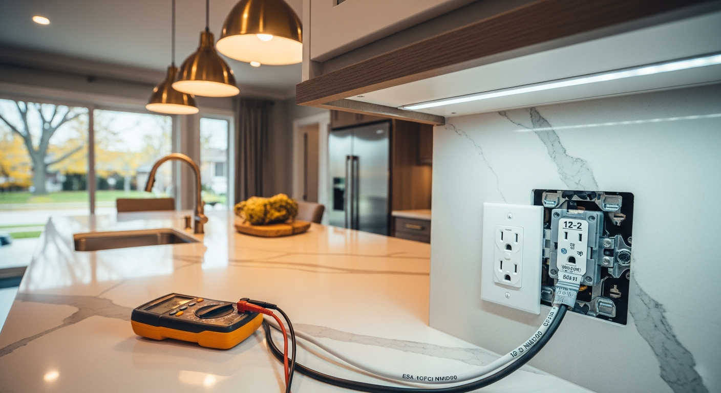 On-site electrical outlet & switch installation install detail at a Mississauga property