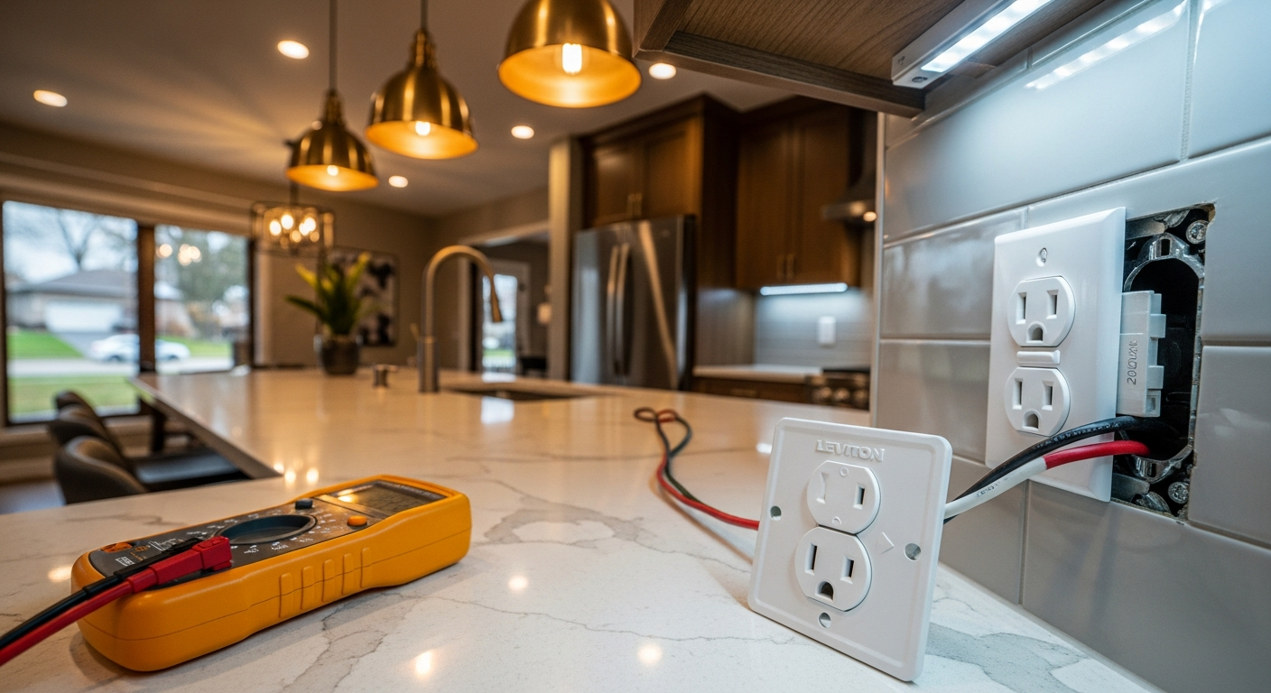 Completed electrical outlet & switch installation work showcasing finishing details in Oshawa