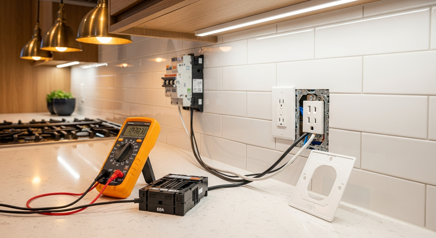 Detail view of a electrical outlet & switch installation job finished in Scarborough — expert craftsmanship