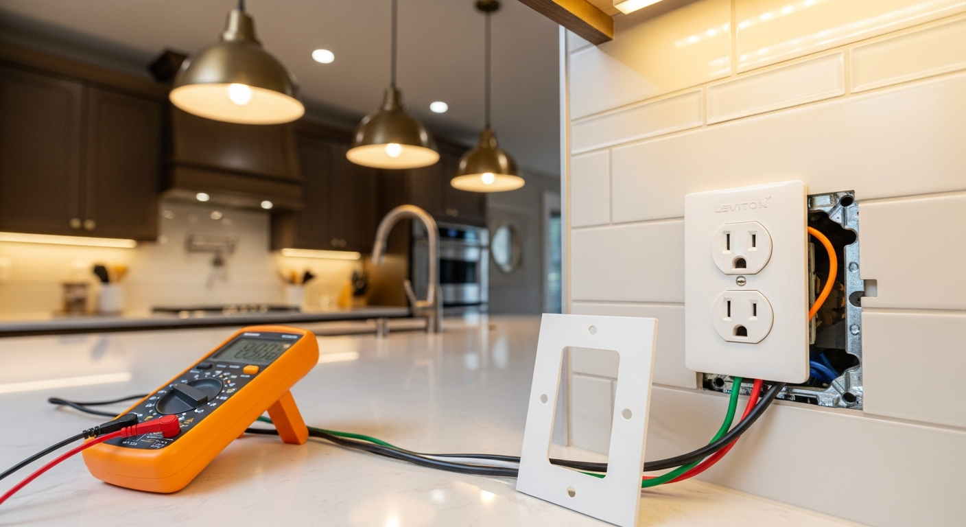 Completed electrical outlet & switch installation work showcasing finishing details in Whitby