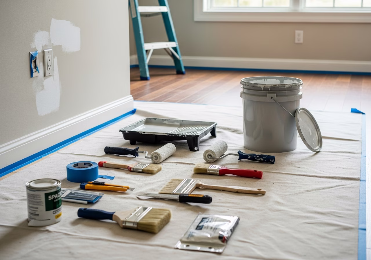 Tools and materials staged for painting service in Toronto