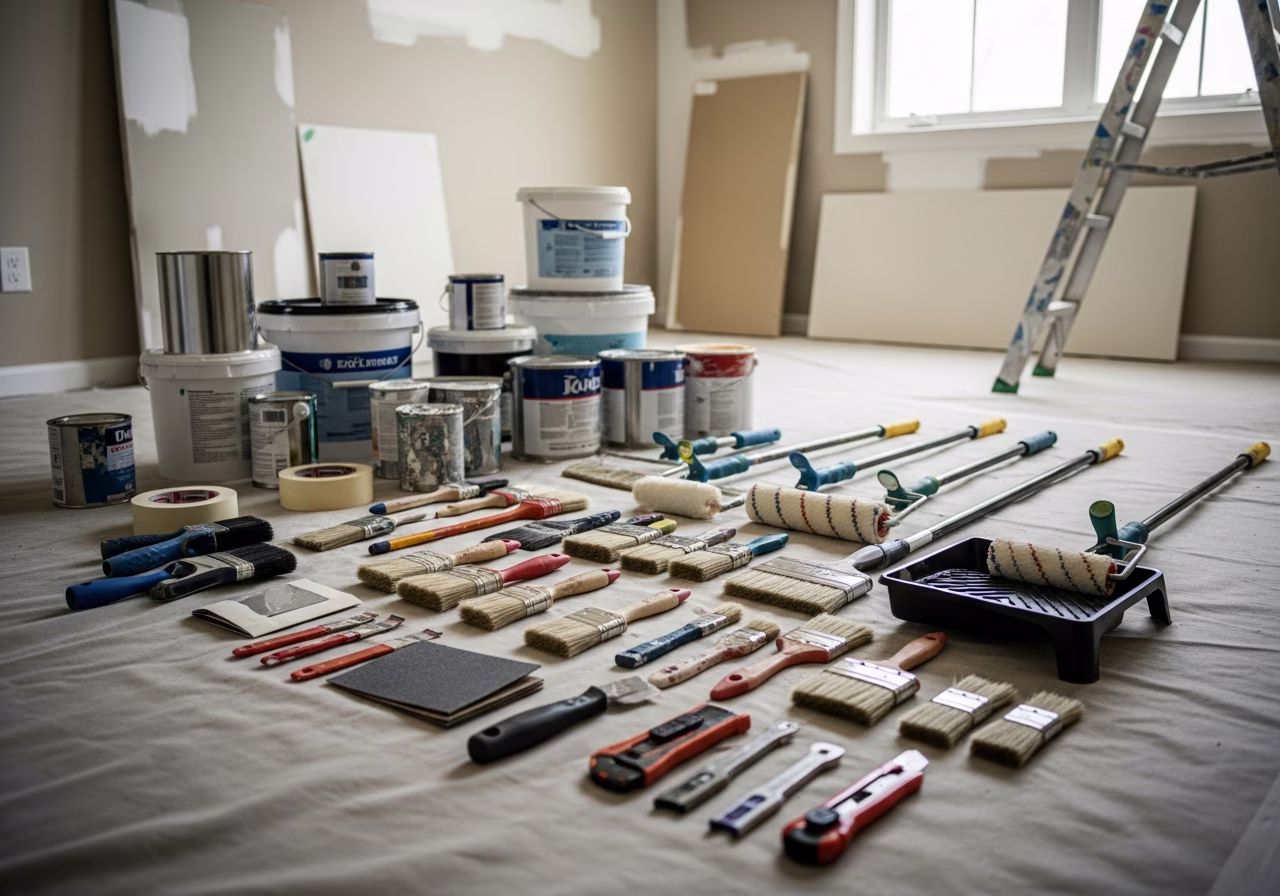 Tools and materials staged for painting service in Vaughan