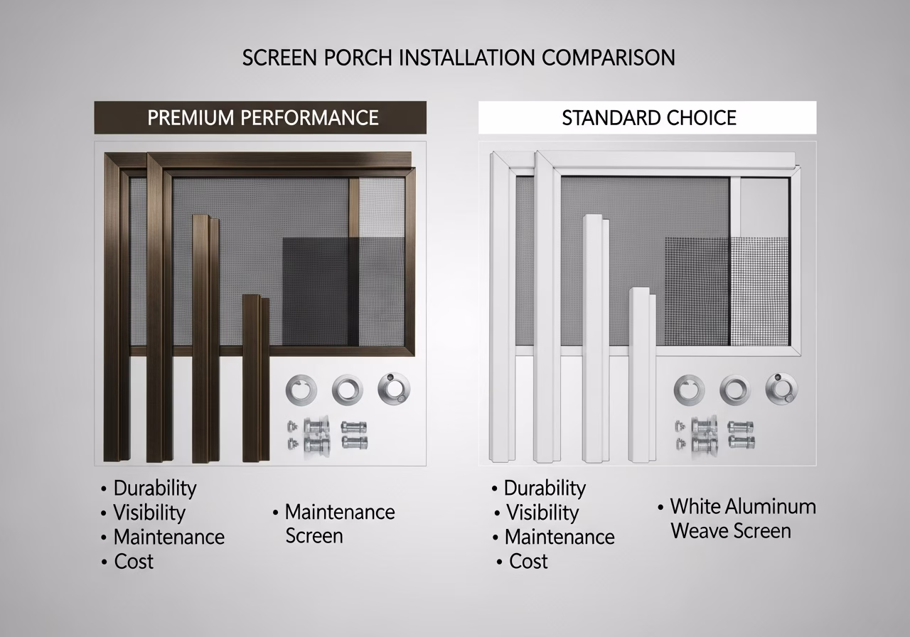 Screen Porch Installation brand and material comparison