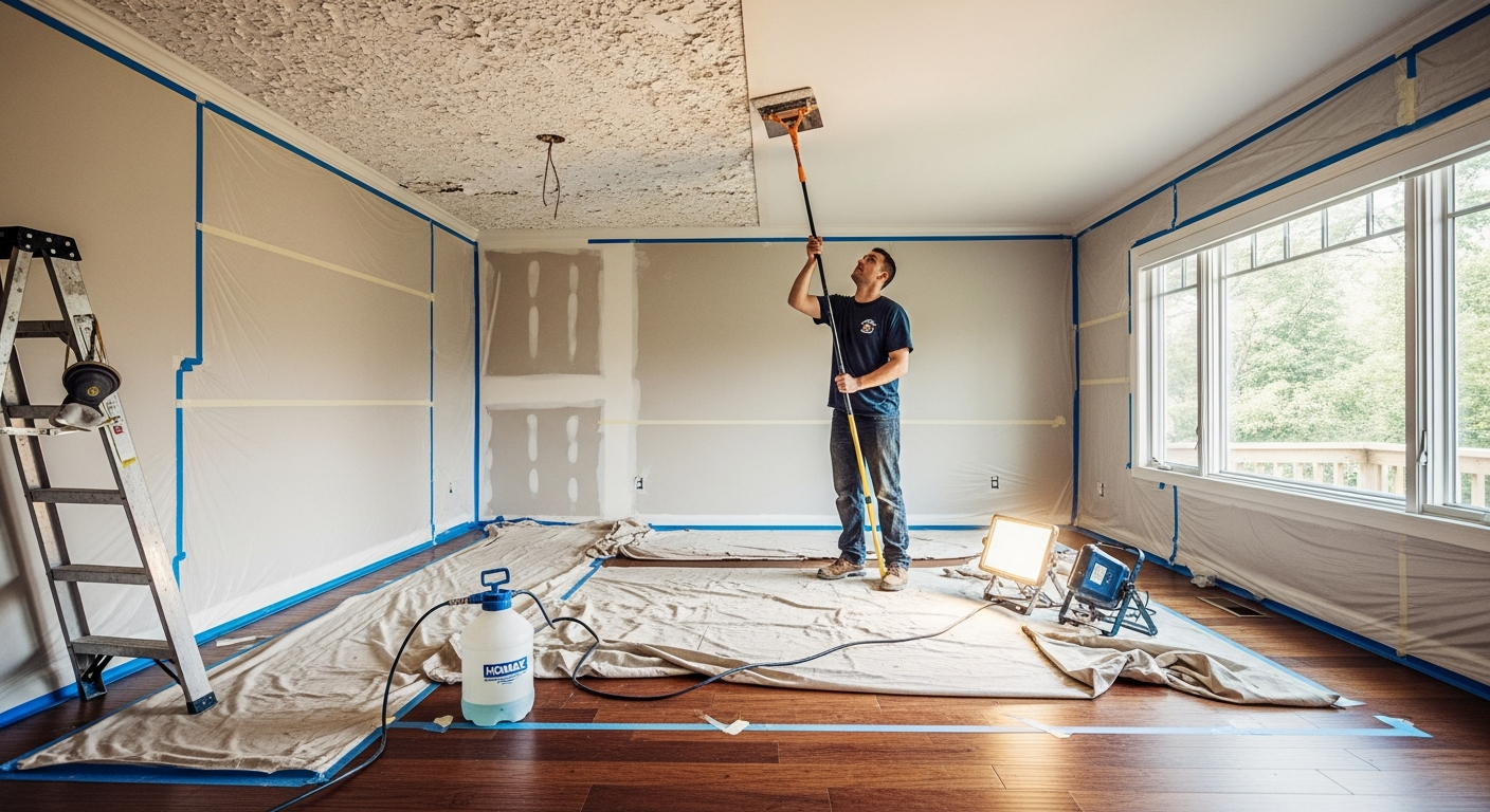 Popcorn Ceiling Removal portfolio close-up from a Aurora renovation by RenoHouse