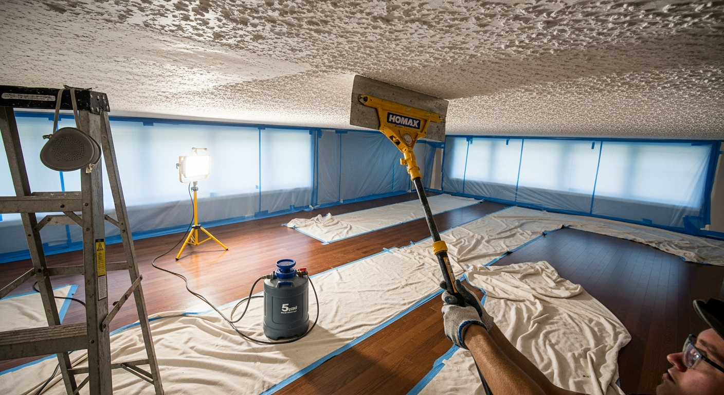 Final result of a popcorn ceiling removal project at a Georgetown residence