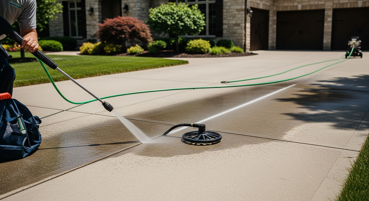 Completed pressure washing services work showcasing finishing details in Aurora