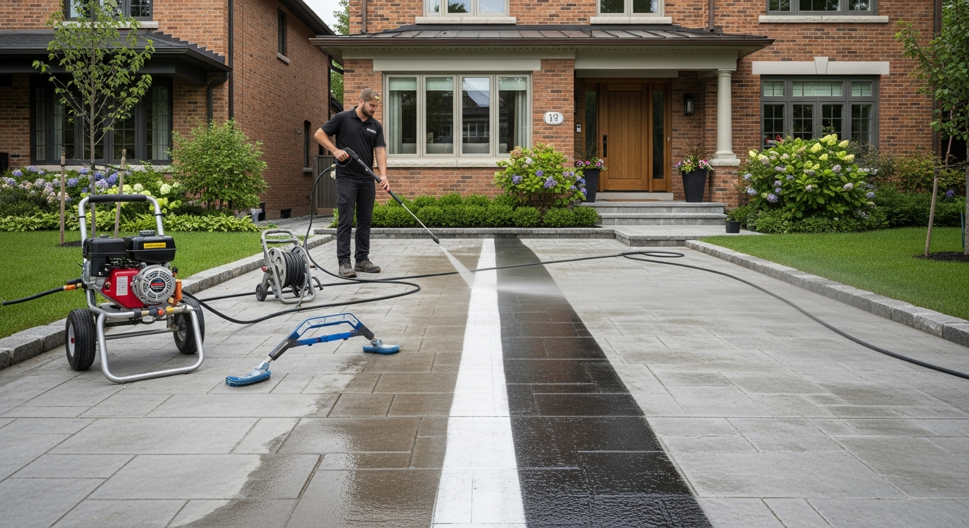 Recently completed pressure washing services renovation in a Georgetown home