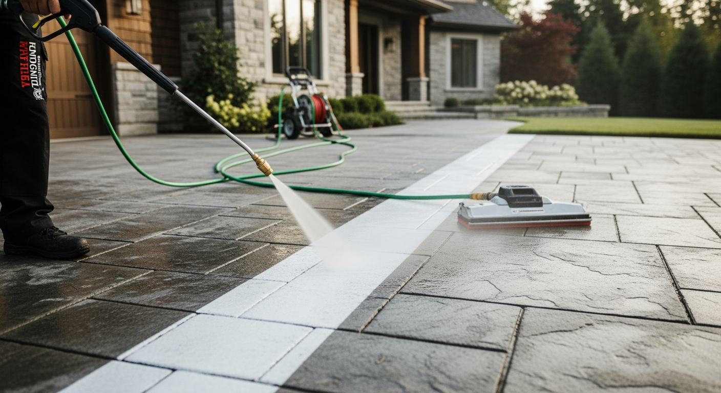 Recent Oakville-area pressure washing services project — professional finish detail