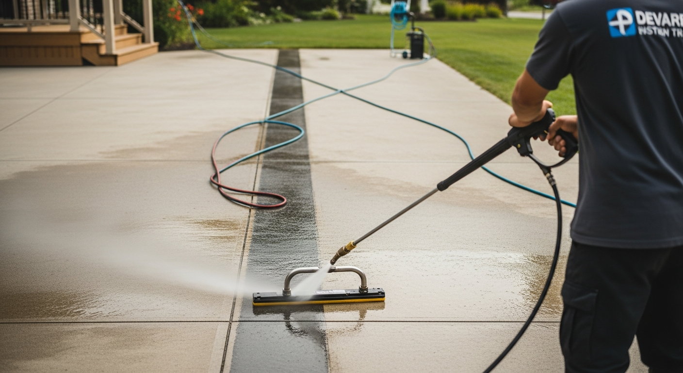 Editorial detail of a Scugog pressure washing services install — visible quality finish