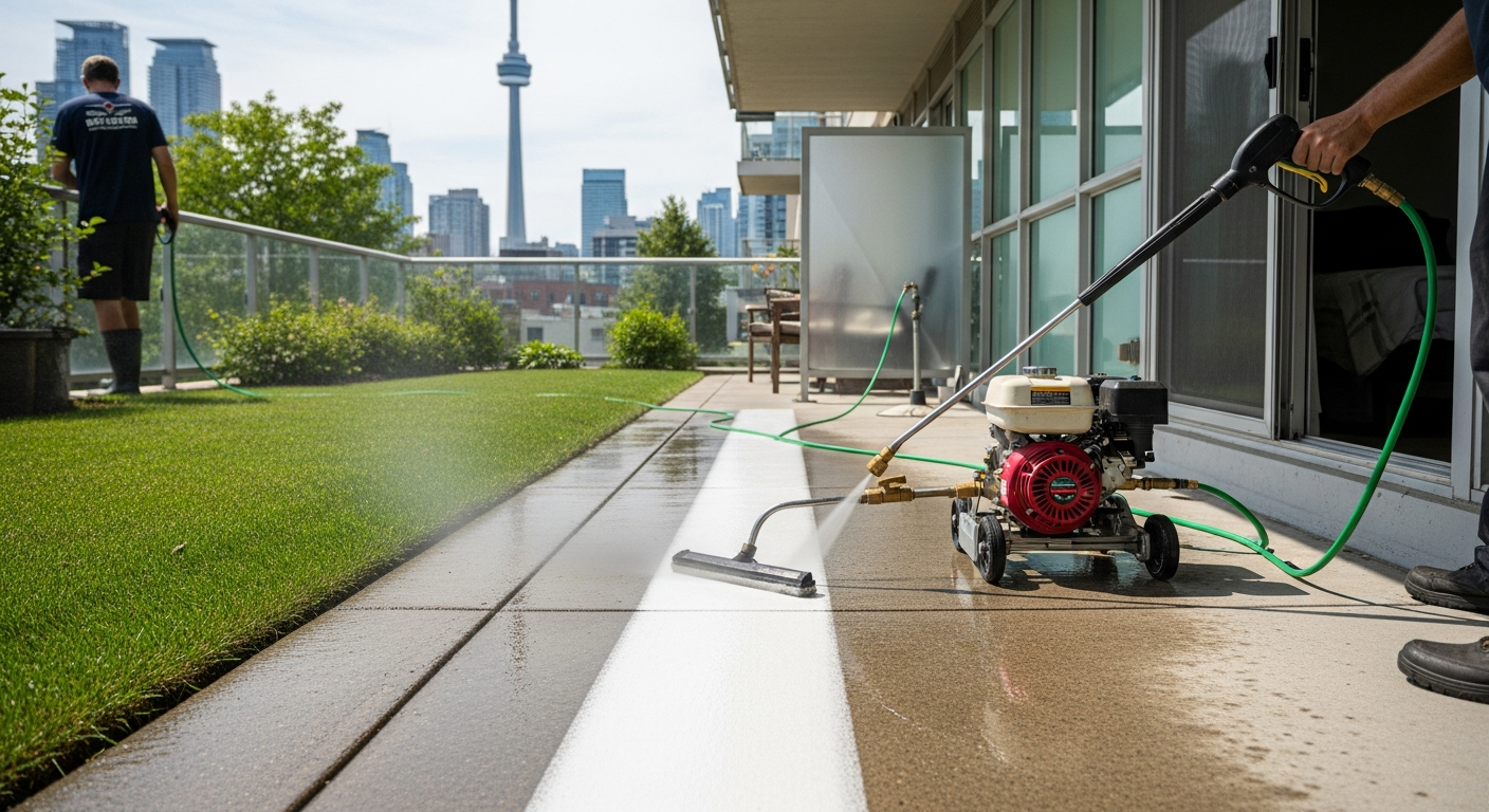 Final result of a pressure washing services project at a Toronto residence