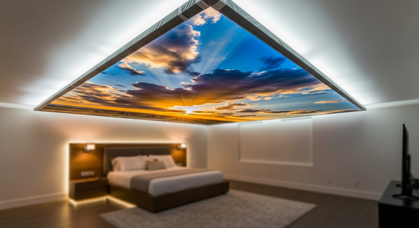 Recent Richmond Hill-area printed stretch ceiling project — professional finish detail