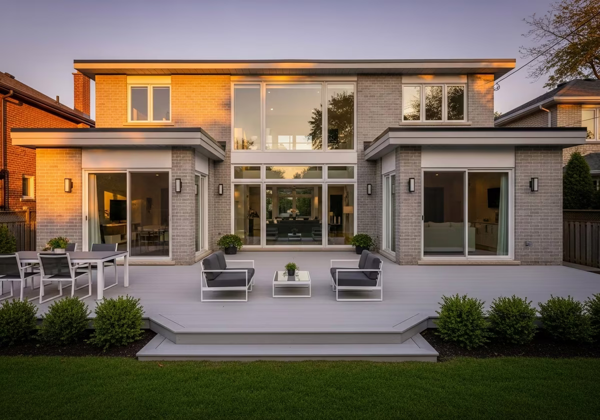 Completed PVC deck installation in modern Toronto home home - finished result