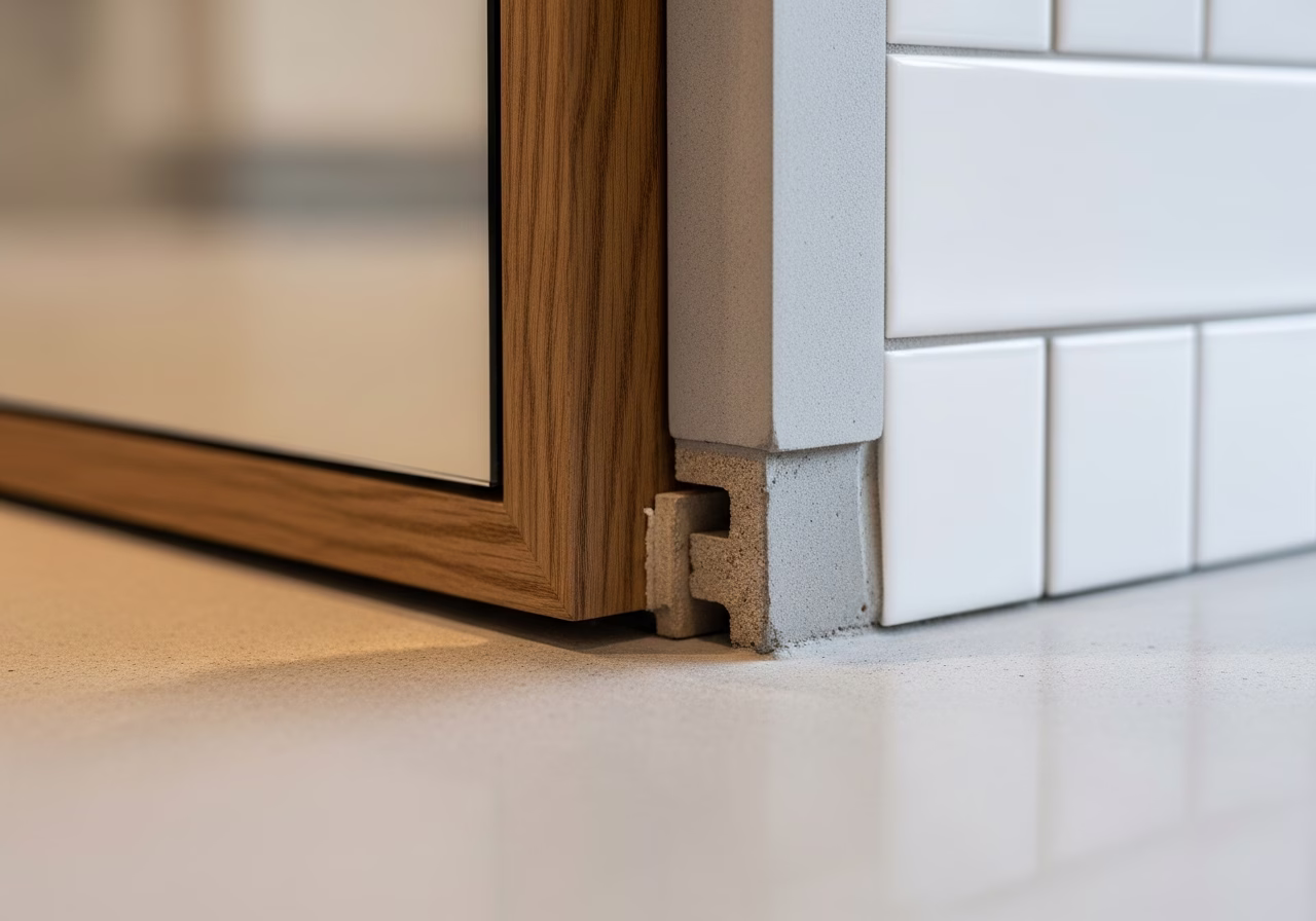 Close-up detail of professionally completed retail store buildout showing craftsmanship and finish quality