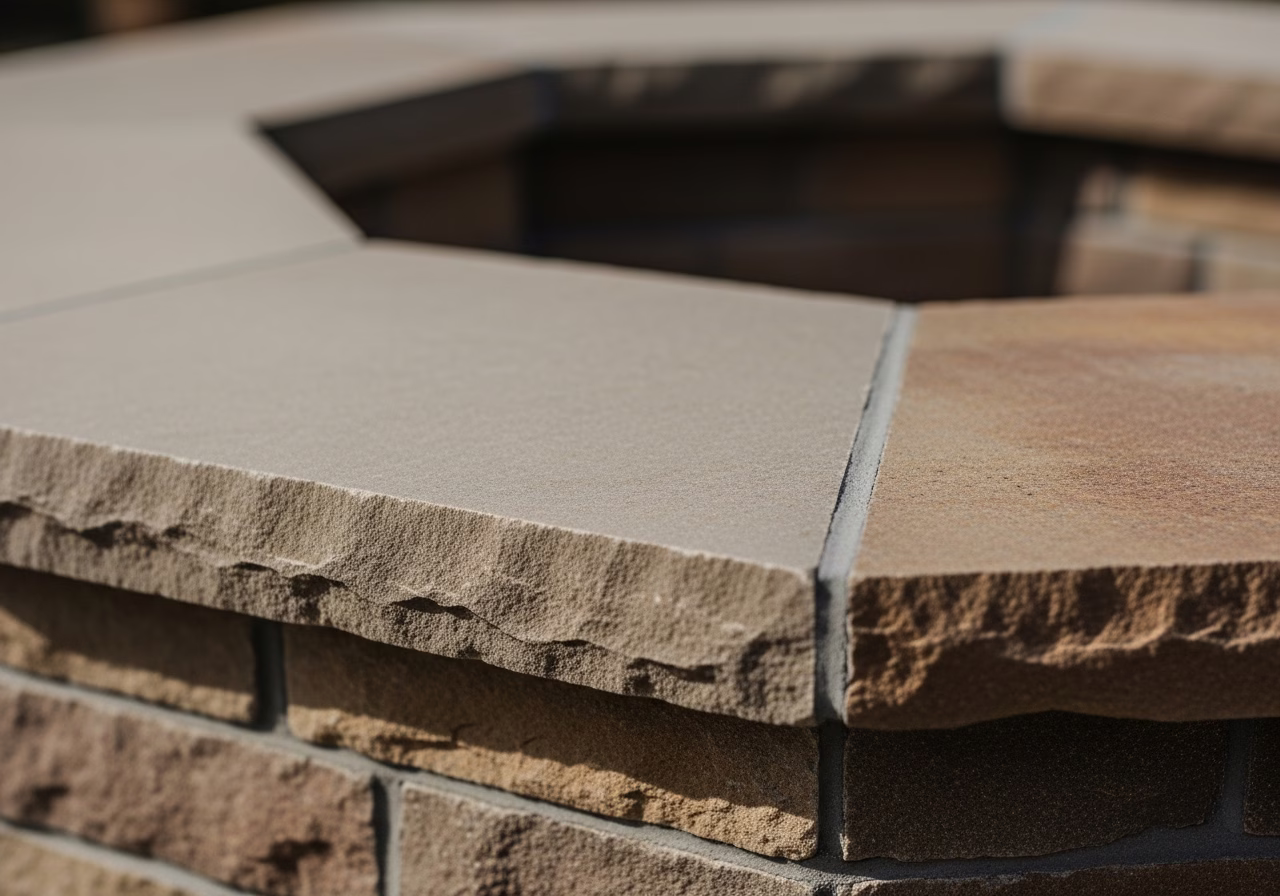 Close-up detail of professionally completed Fire Pit Installation