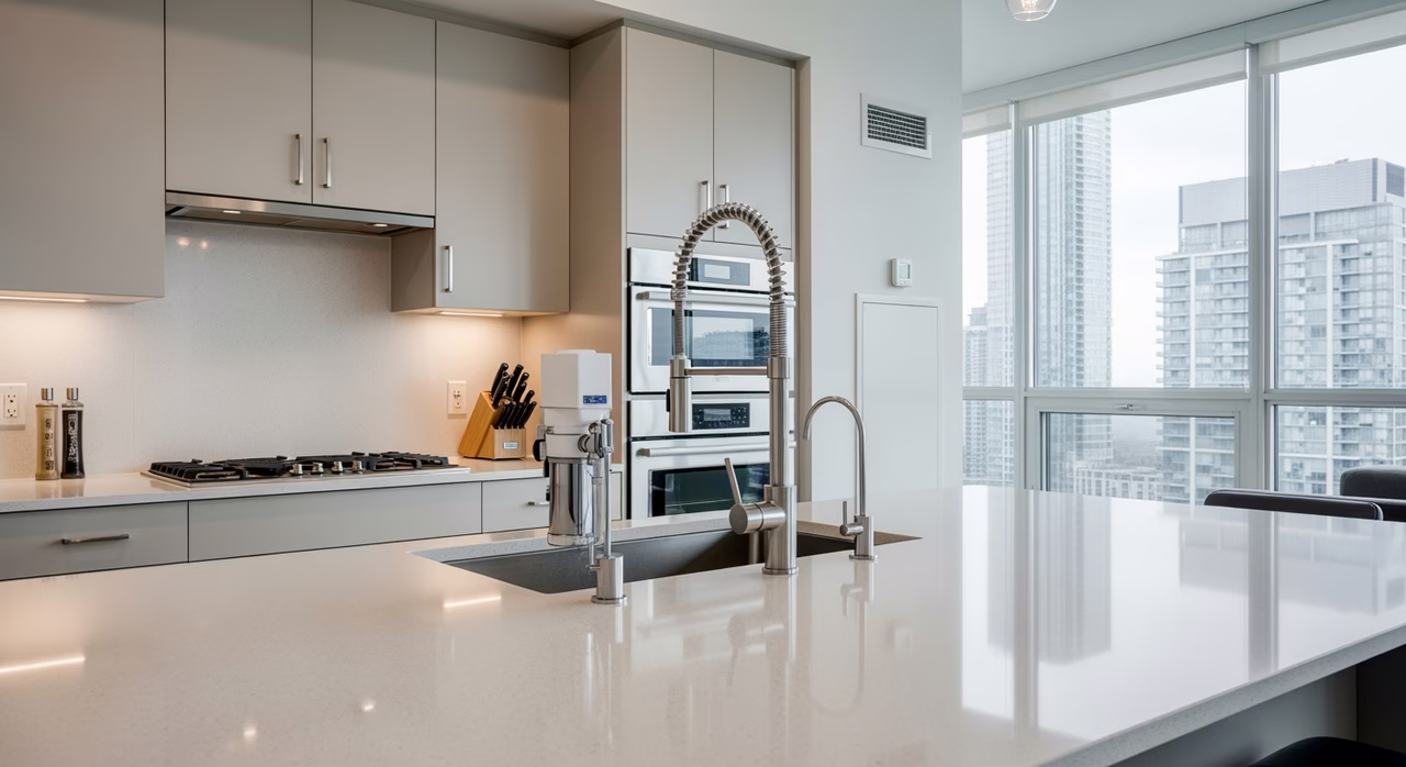 RO system with dedicated faucet installed in Mississauga semi-detached kitchen