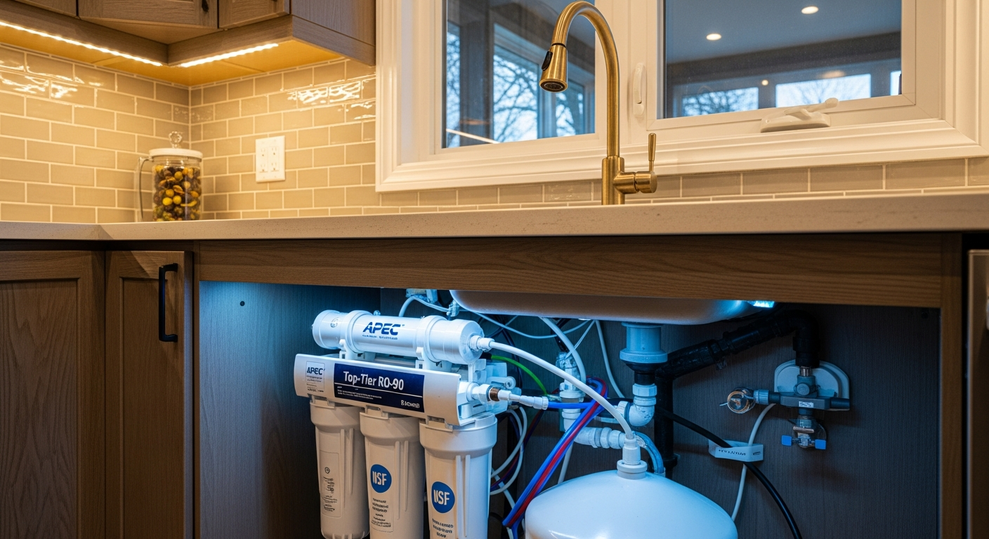 On-site reverse osmosis drinking water install detail at a Uxbridge property