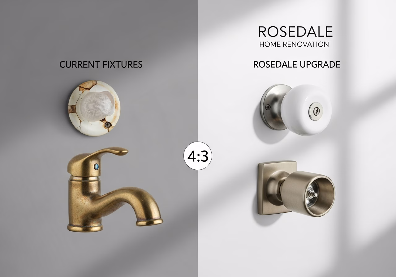 Side-by-side product and material comparison for rosedale home renovation — typical brands and finishes used in Toronto home 