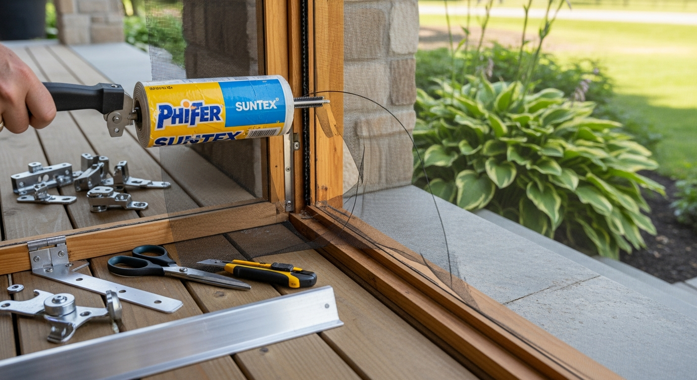 Recently completed screen door repair & replacement renovation in a King City home