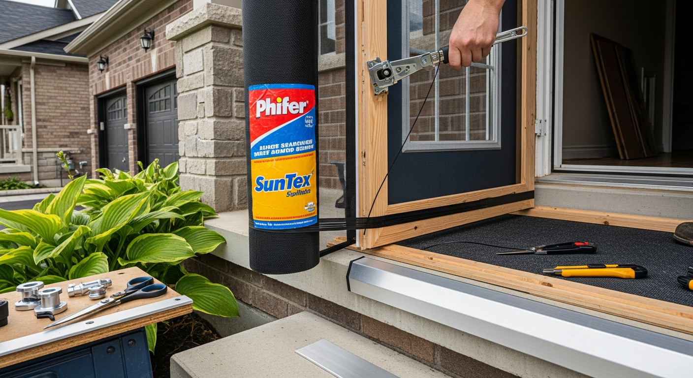 On-site screen door repair & replacement install detail at a Milton property