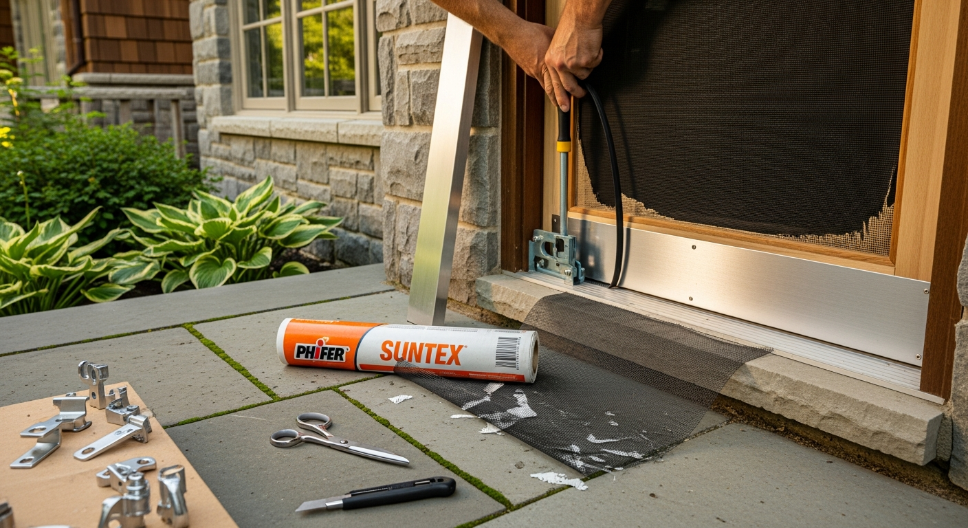 Screen Door Repair & Replacement portfolio close-up from a Oakville renovation by RenoHouse
