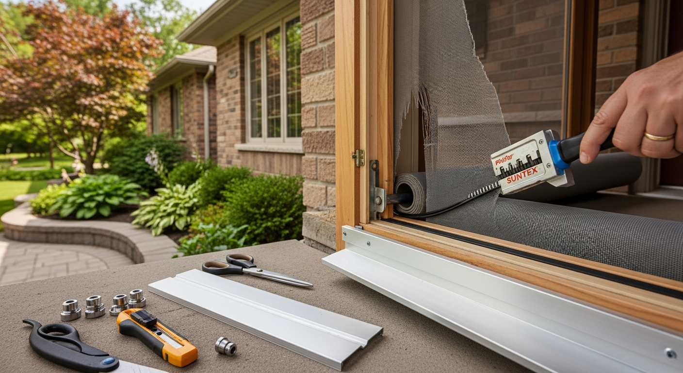 Professional screen door repair & replacement project completed by RenoHouse in Uxbridge — quality workmanship guaranteed