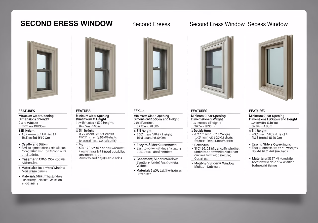 Side-by-side product and material comparison for second egress for aru compliance — typical brands and finishes used in GTA A