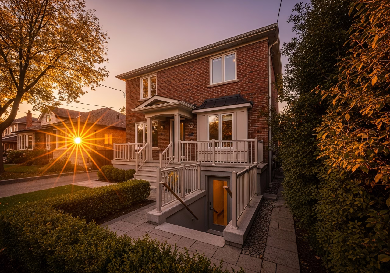 Finished second egress for aru compliance result in a Toronto/GTA home, photographed in natural light
