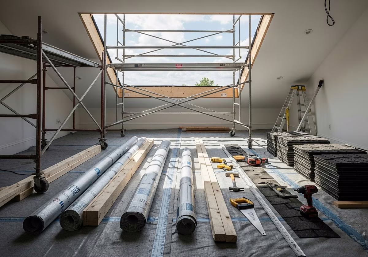 Skylight Installation tools and materials staged in Toronto home