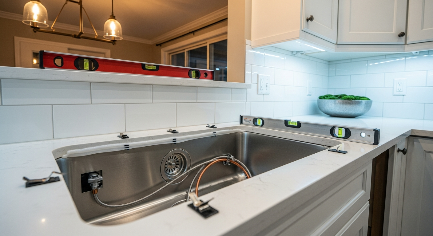 On-site kitchen & bathroom sink installation install detail at a Brampton property