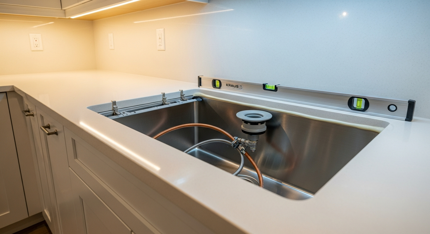 On-site kitchen & bathroom sink installation install detail at a Toronto property