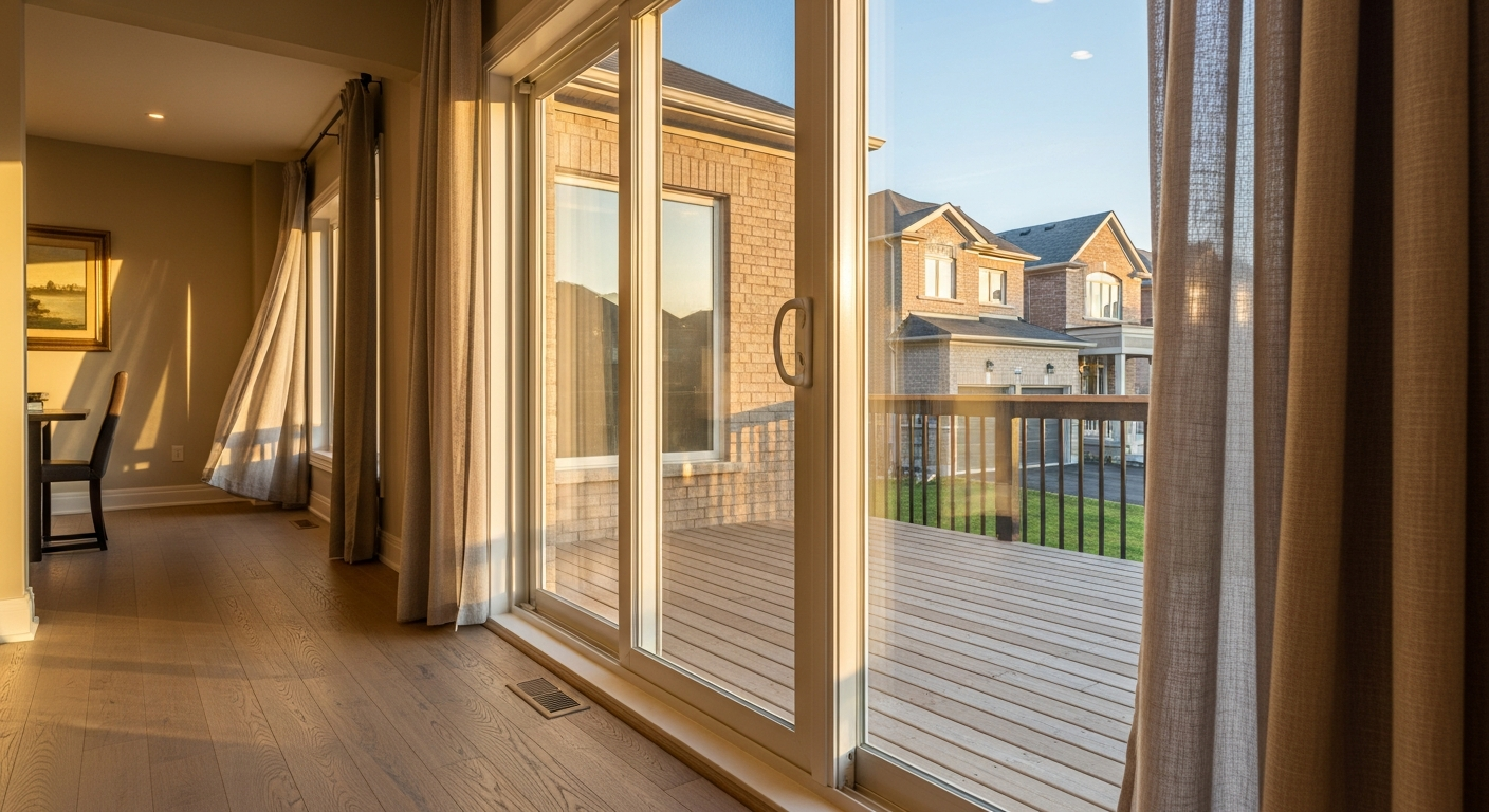 Completed sliding & patio door installation work showcasing finishing details in Brampton