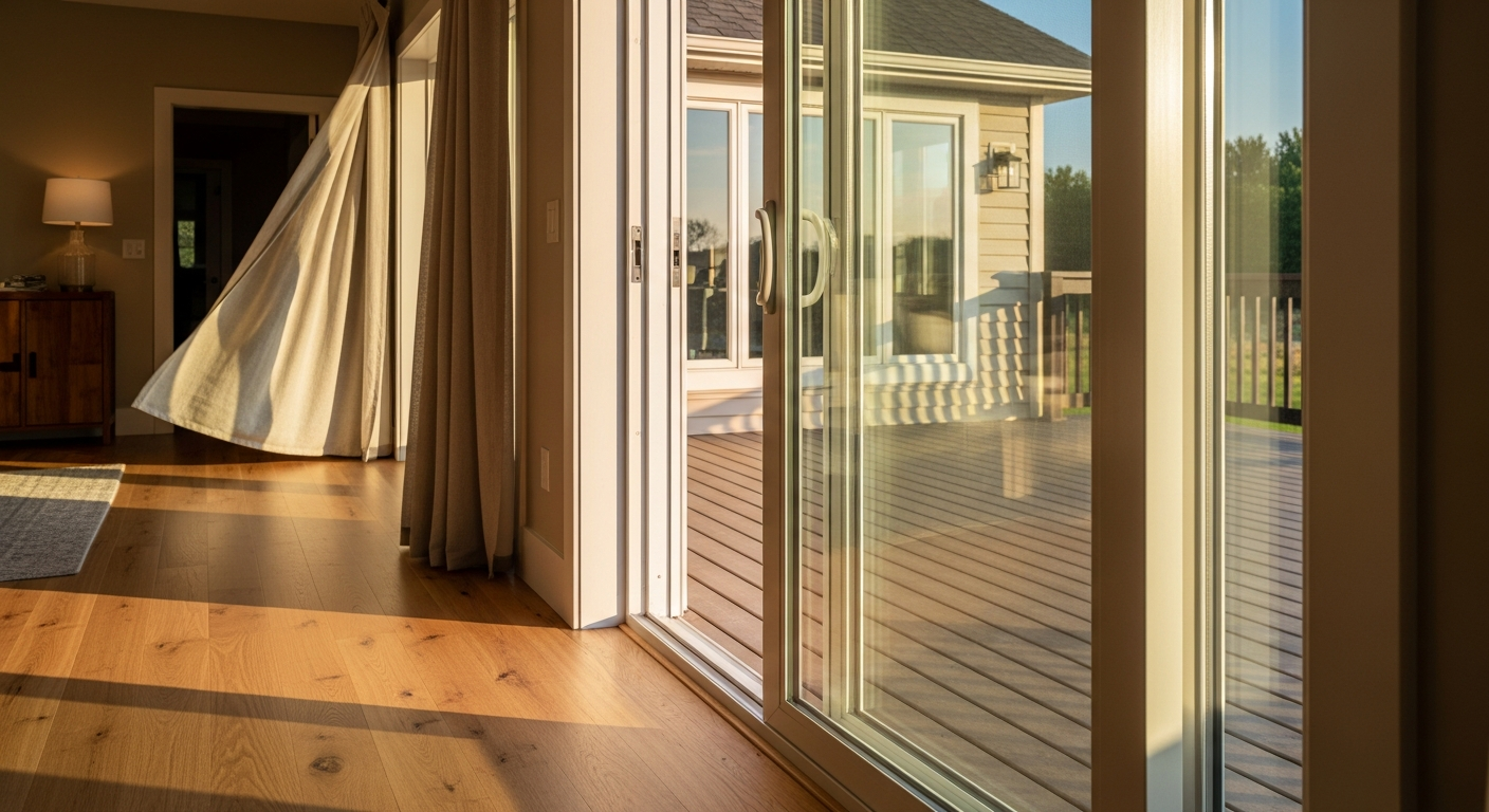 Detail view of a sliding & patio door installation job finished in Brock — expert craftsmanship