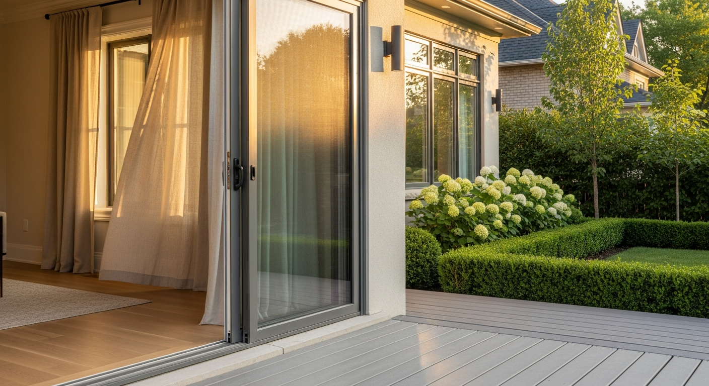 Detail view of a sliding & patio door installation job finished in Markham — expert craftsmanship