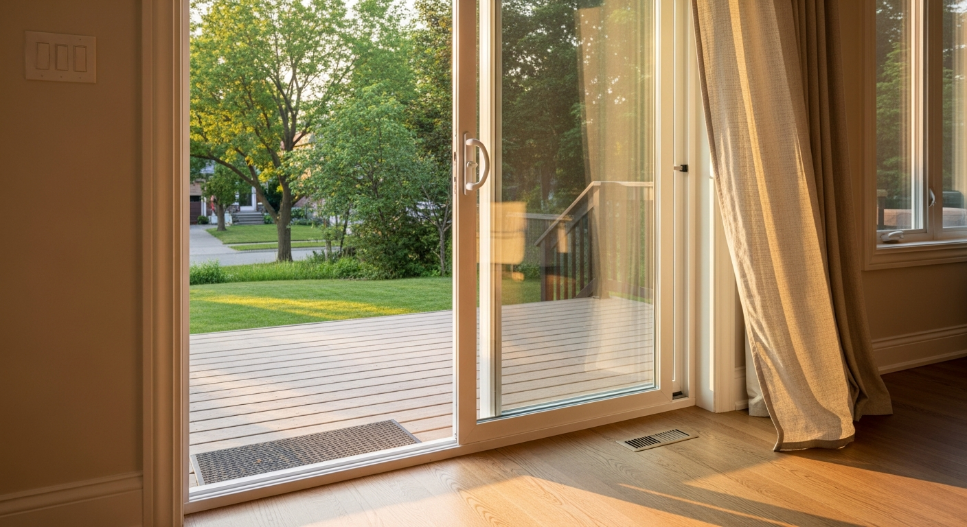 Editorial detail of a Mississauga sliding & patio door installation install — visible quality finish