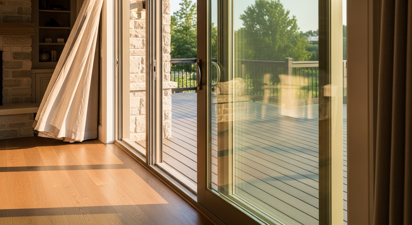 Detail view of a sliding & patio door installation job finished in Oakville — expert craftsmanship
