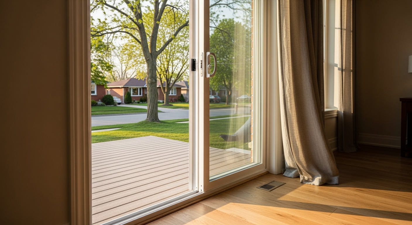 Completed sliding & patio door installation work showcasing finishing details in Oshawa