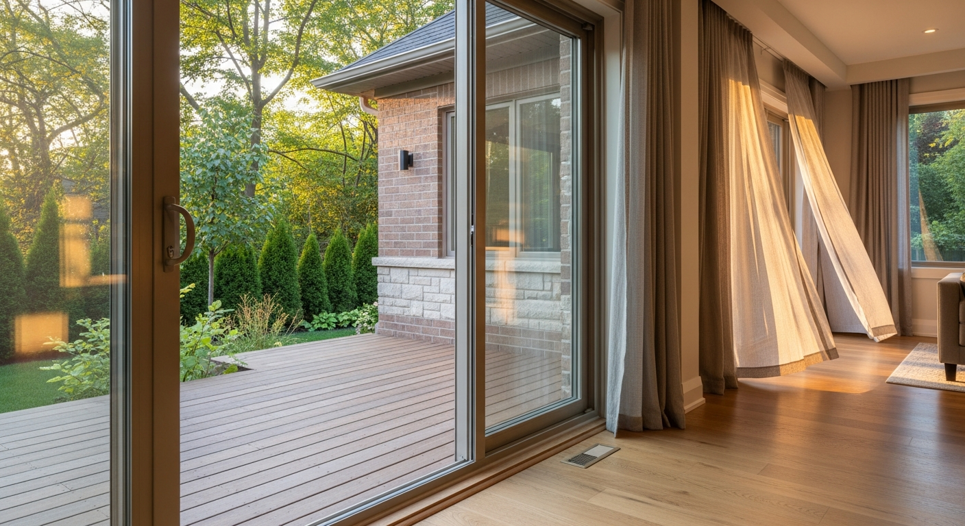 Detail view of a sliding & patio door installation job finished in Stouffville — expert craftsmanship
