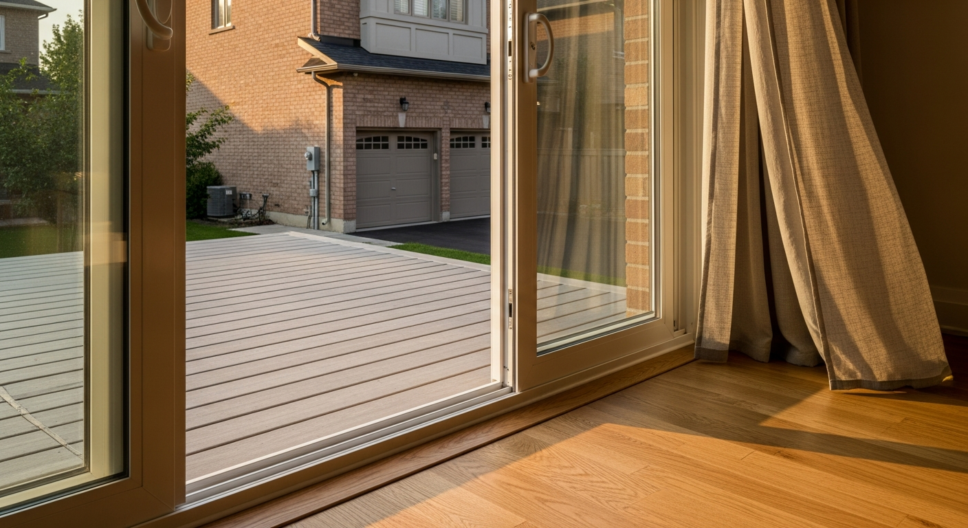 Completed sliding & patio door installation work showcasing finishing details in Whitby