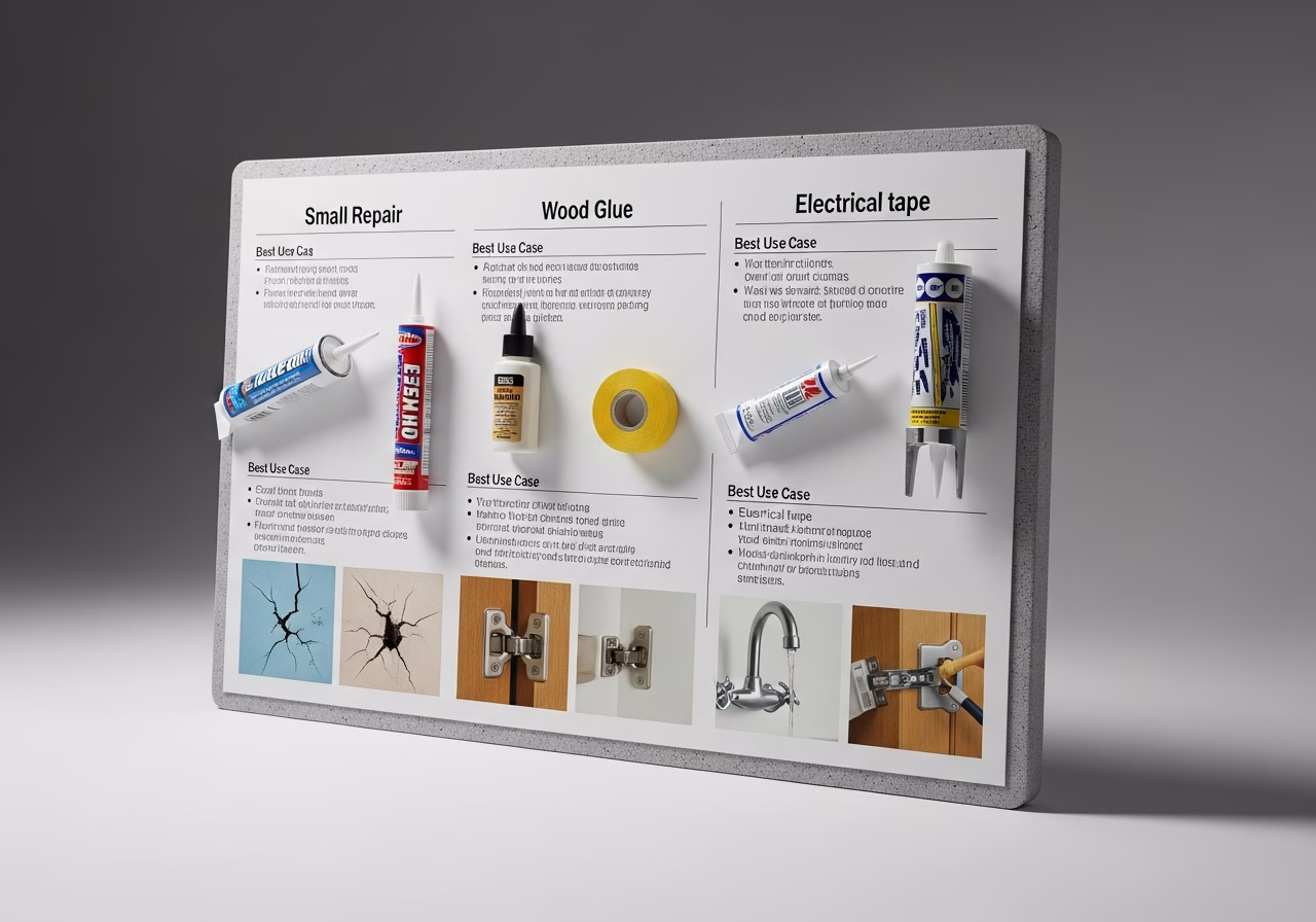 Side-by-side product and material comparison for small home repairs โ typical brands and finishes used in Toronto furniture a