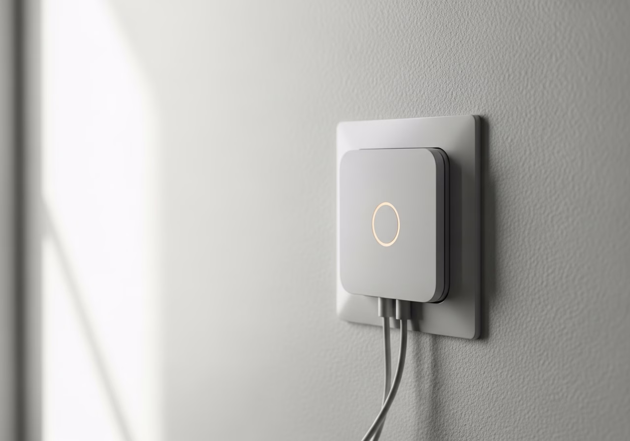 Close-up detail of professionally completed smart home hub installation work