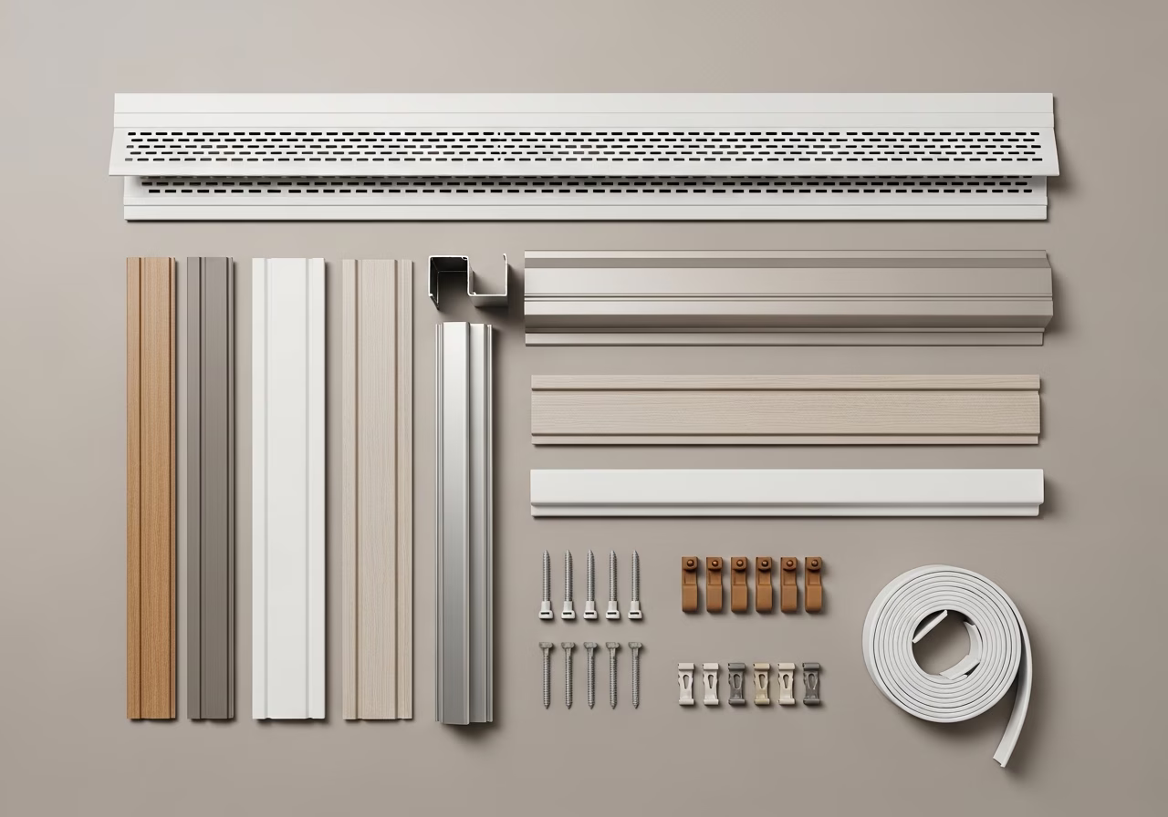 Soffit/fascia kit — aluminum vented soffit, fascia, J-channel, drip edge