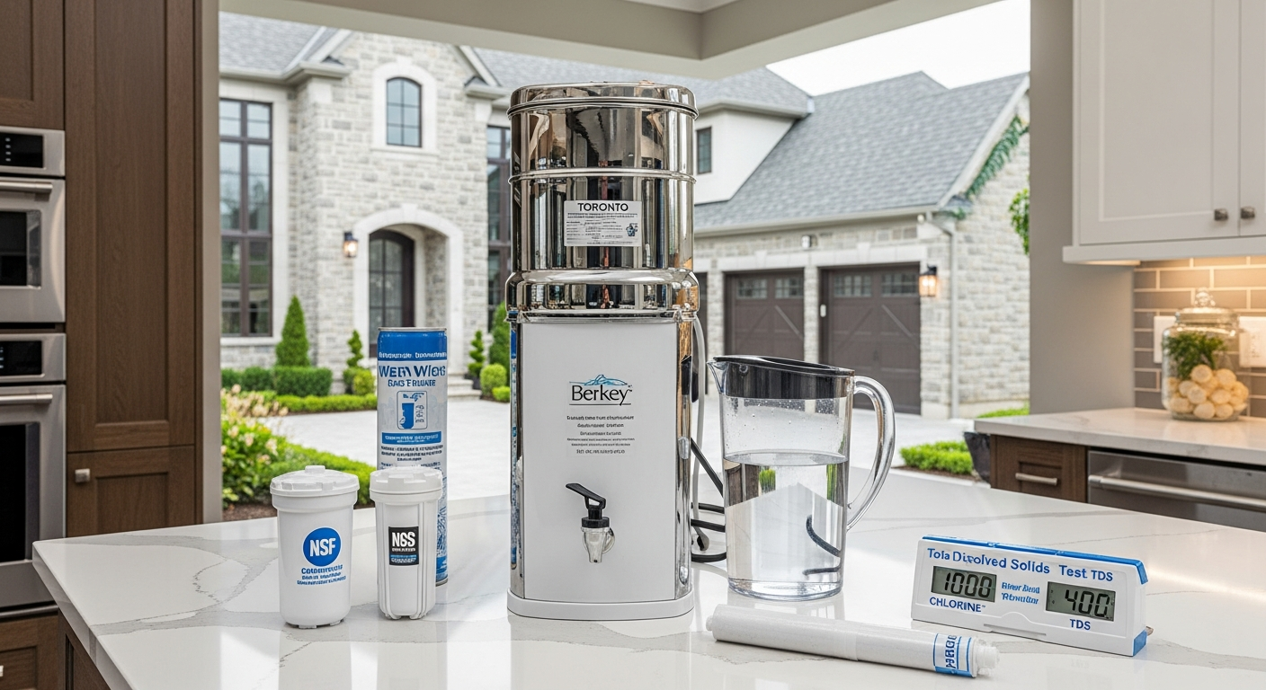Editorial detail of a Vaughan specialty water filtration (pfas, arsenic, fluoride, uv) install — visible quality finish